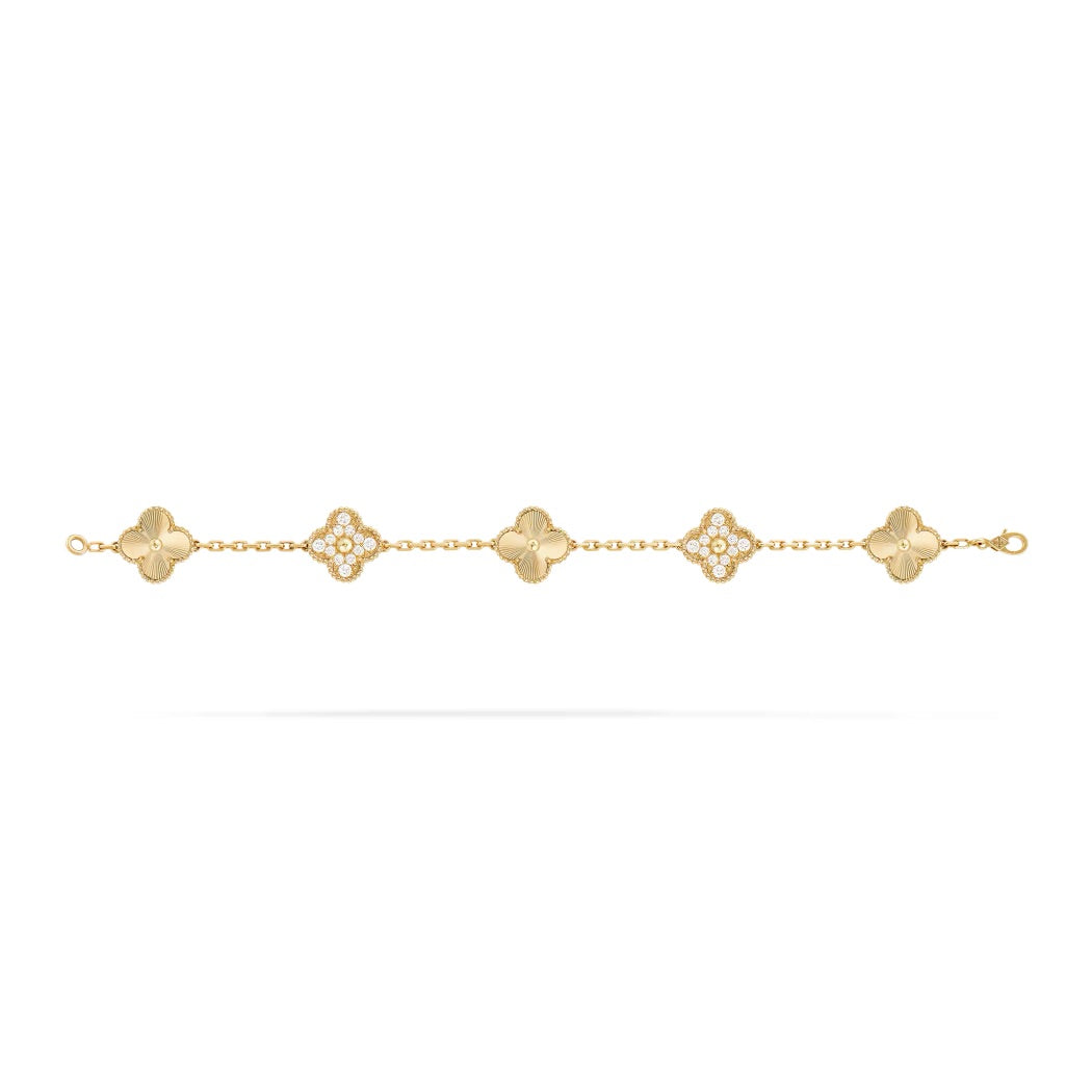 14ct Yellow Gold Clover Charm Bracelet